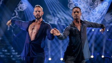 Johannes Radebe and John Whaite on Strictly Come Dancing. Pic: Guy Levy/ BBC